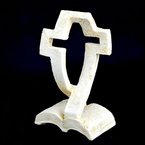 Mini Ivory Standing Cross on Bible Stand Statue ornament bomboniere favours gift