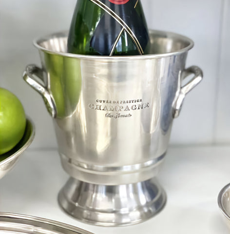 Elegant Silver Pewter Finish Cuvee De Prestige Champagne Ice Bucket