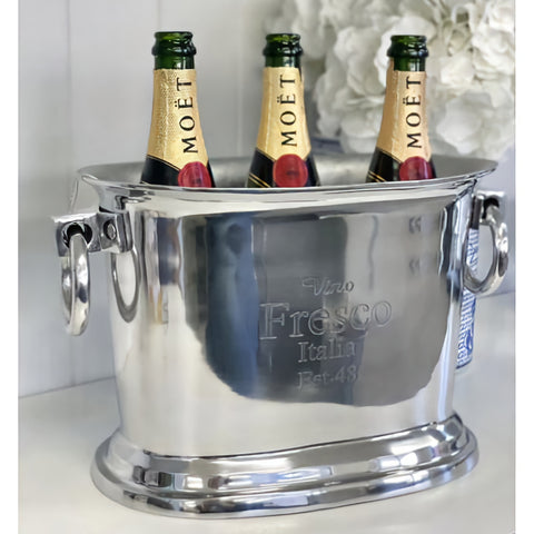 Elegant Silver Vino Fresco Italia Champagne Bucket