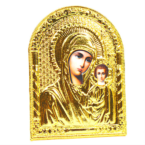mini Gold Plated Orthodox Holy Mother Mary & Jesus Icon Stand metal Plaque stand bomboniere favours gift