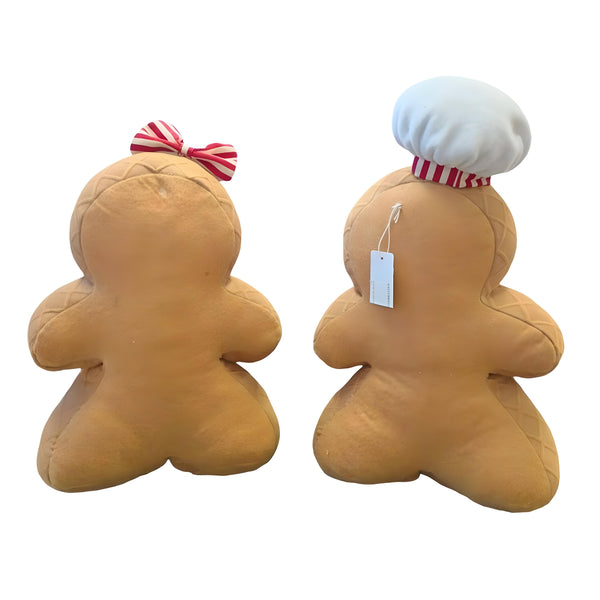 Set 2 Large Plush Christmas Gingerbread Boy & Girl