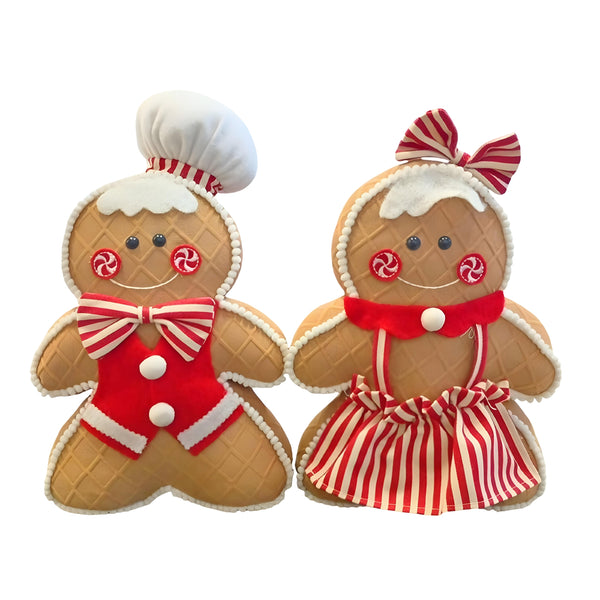 Set 2 Large Plush Christmas Gingerbread Boy & Girl