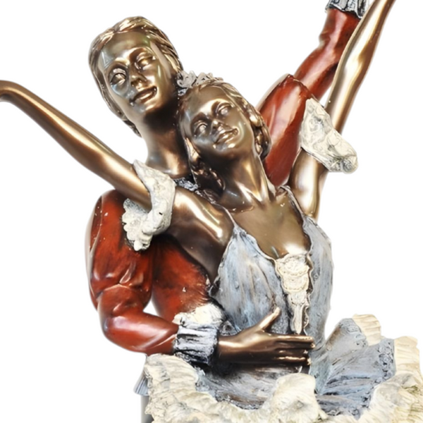 Veronese Cold Cast Bronze Dancing Ballerina Couple Duet Lifting Hands Statue Figurine