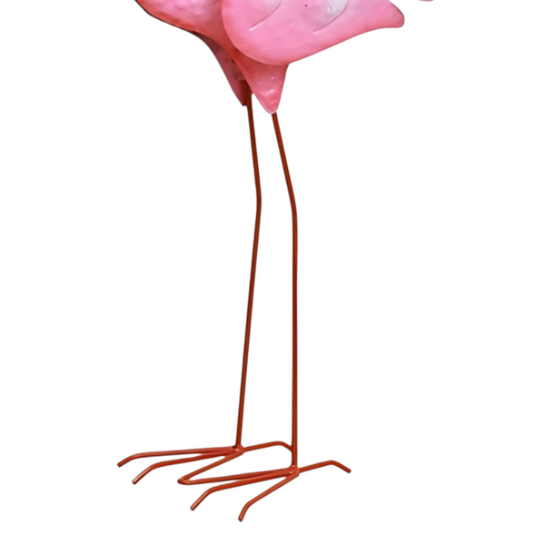 Set 2 Assorted Pink Metal Flamingo Couple Garden Statues