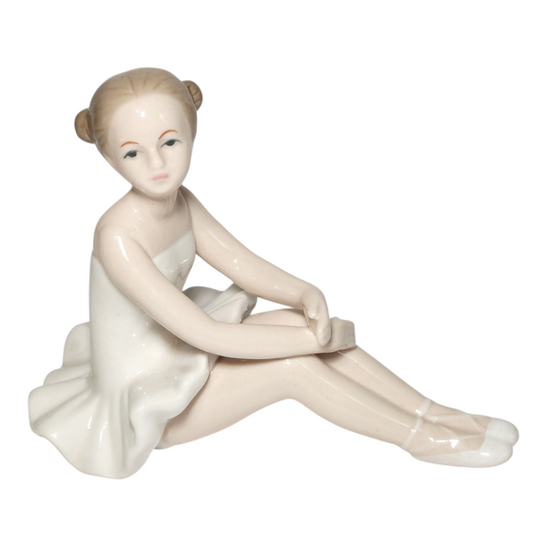 Set 2 Ceramic Sitting Ballerina Figurines