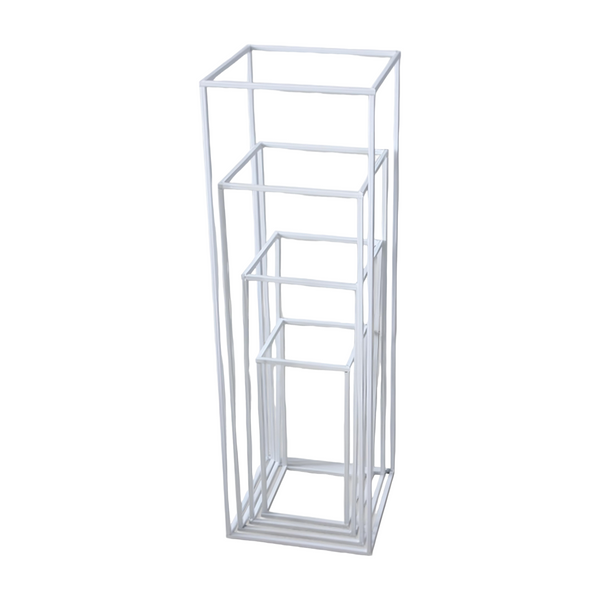 Set 4 White Metal Flower Centrepiece Display Stands