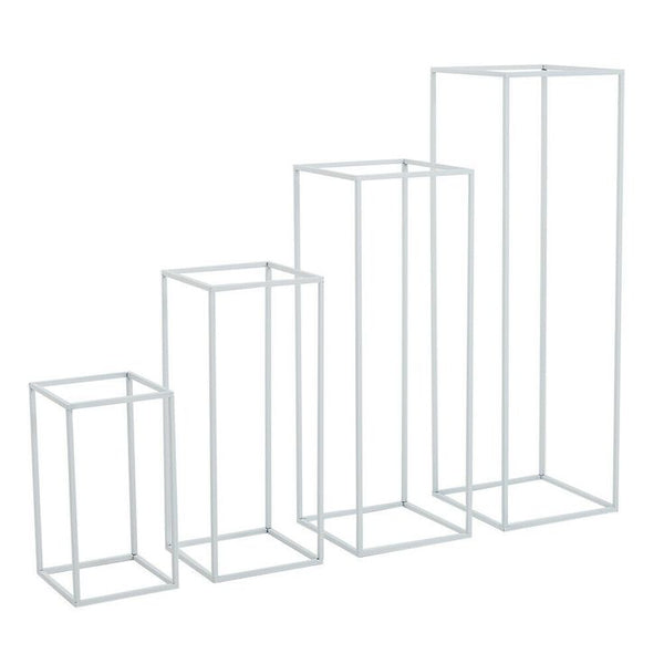 Set 4 White Metal Flower Centrepiece Display Stands