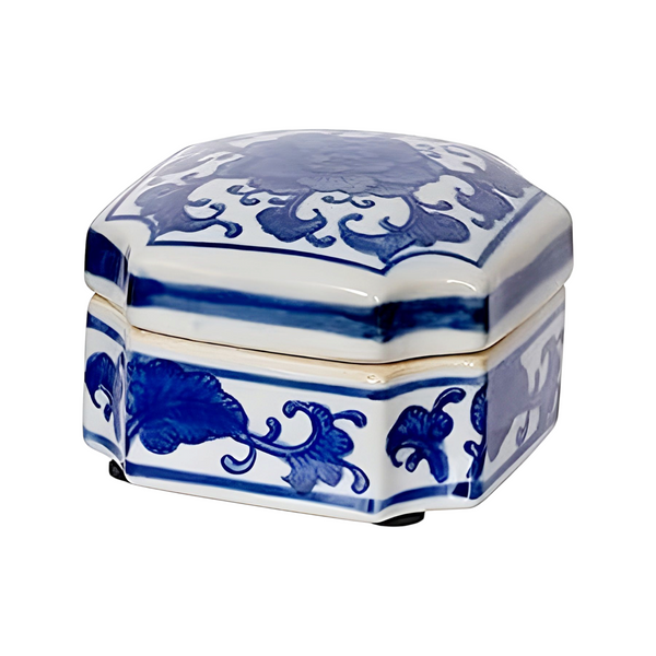 Set 3 blue and white decorative Tabletop Porcelain Trinket Boxes home decor display gift