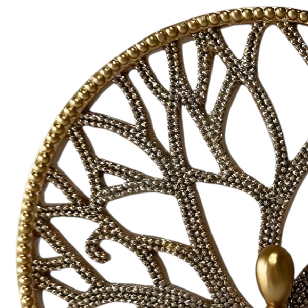 Round Gold Plated Tree of Life On Stand Statue