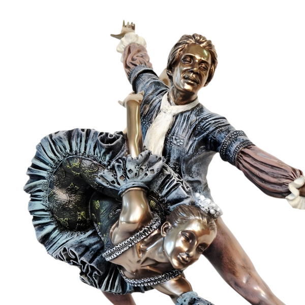 Veronese Cold Cast Bronze Dancing Ballerina Couple Duet Lunging Statue Figurine