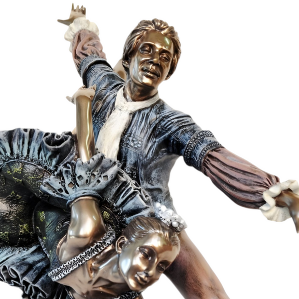 Veronese Cold Cast Bronze Dancing Ballerina Couple Duet Lunging Statue Figurine