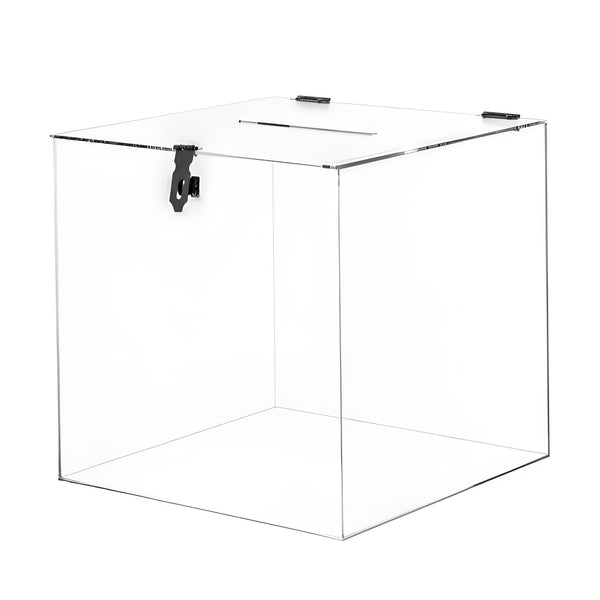 Plain Clear Square Acrylic Wishing Well Box & Lock- 30cm x 30cm