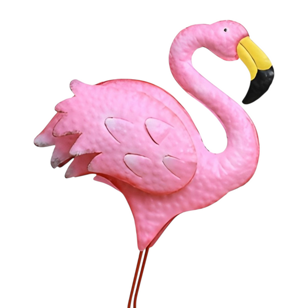 Set 2 Assorted Pink Metal Flamingo Couple Garden Statues