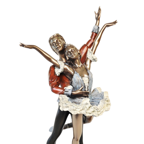 Veronese Cold Cast Bronze Dancing Ballerina Couple Duet Lifting Hands Statue Figurine