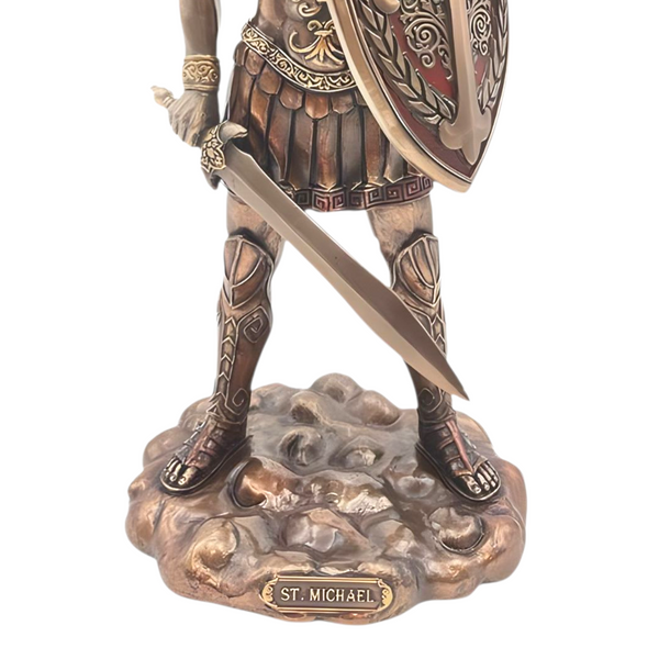 Veronese Cold Cast Bronze Archangel Michael Holding Sword & Shield Statue Figurine