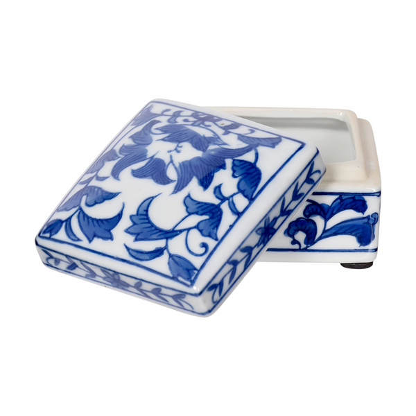 Set 3 blue and white decorative Tabletop Porcelain Trinket Boxes home decor display gift