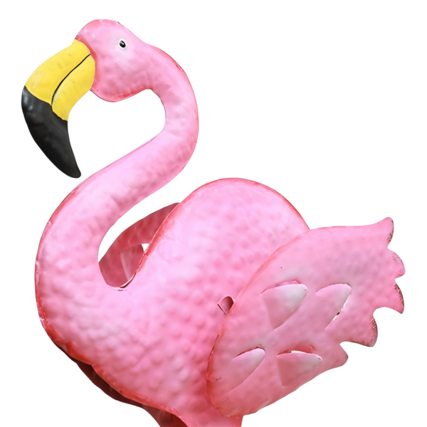 Set 2 Assorted Pink Metal Flamingo Couple Garden Statues