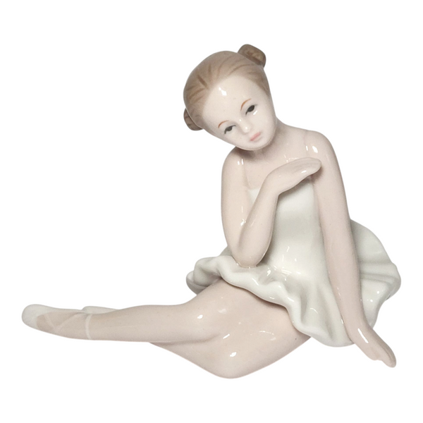 Set 2 Ceramic Sitting Ballerina Figurines