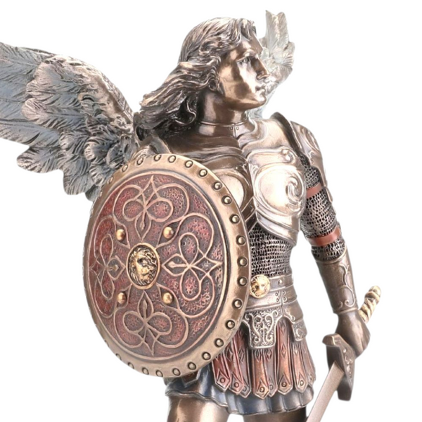 Veronese Cold Cast Bronze Archangel Michael Holding Shield & Sword Statue Figurine