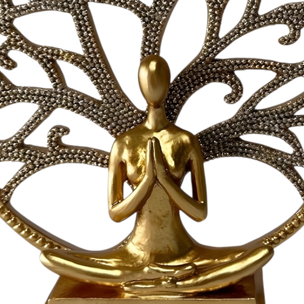 Round Gold Plated Tree of Life On Stand Statue