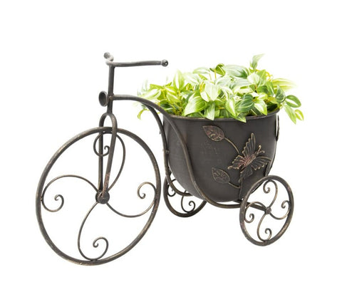 Antique Gold and Black Metal Bicycle Pot Planter Decorative Stand outdoor garden indoor home decor pot plant plants planter antique look interior design Penny Farthing Bicycle Planter Flower Garden Patio Stand Outdoor Decor Balcony iron planter holder bicycle garden decor basket baskets