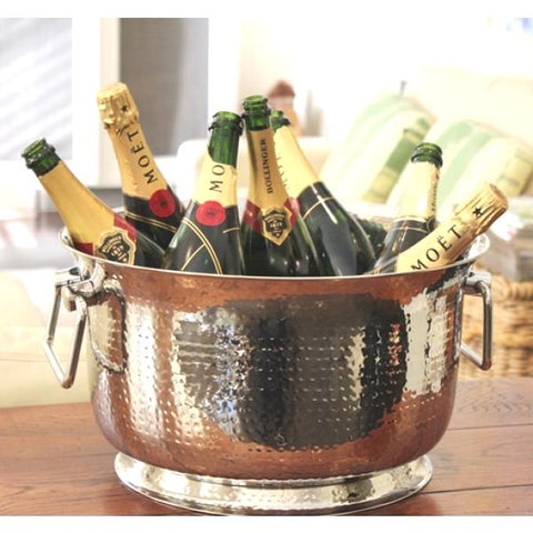 Silver Stainless Steel Single Wall Hammered Champagne Bucket Tub