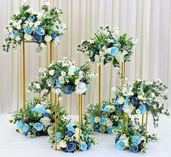 Set 4 Gold Metal Flowers Display Stands