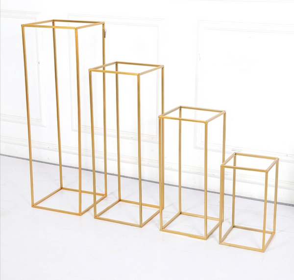 Set 4 Gold Metal Flowers Display Stands