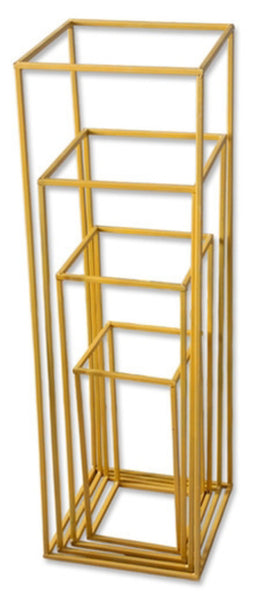 Set 4 Gold Metal Flowers Display Stands