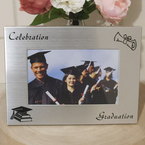 Unisex Silver Graduation Photo Frame High School University College Celebration Gift