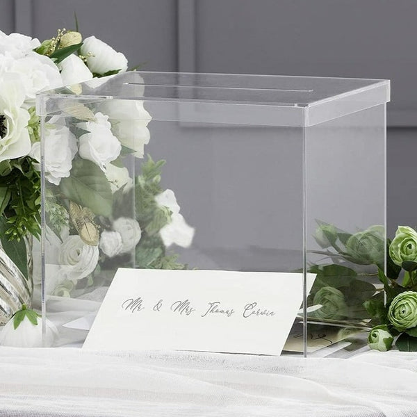 Plain Clear Acrylic Wedding Wishing Well Money Gift Card Box with Lid engagement christening baptism birthday party