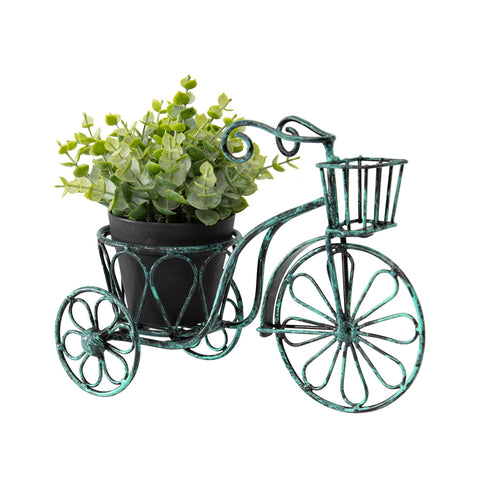 Distressed Aqua Metal Small Bicycle Pot Planter Decorative Stand outdoor garden indoor home decor pot plant plants planter antique look interior design Penny Farthing Bicycle Planter Flower Garden Patio Stand Outdoor Decor Balcony iron planter holder bicycle garden decor basket baskets