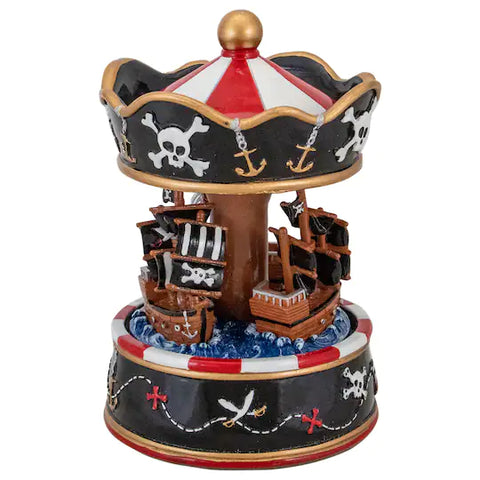 Rotating red and black pirate ship Musical Merry-Go-Round Carousel Children's Rotating Musical Merry Go Round Carousel Baby Kids boys Gift