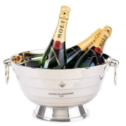 Elegant Silver Footed & Banded Maison De Champagne Bucket with Handles