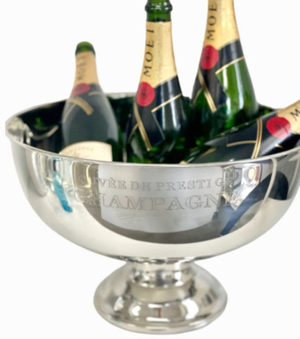 Elegant Silver Round Cuvee De Prestige Champagne Ice Bucket