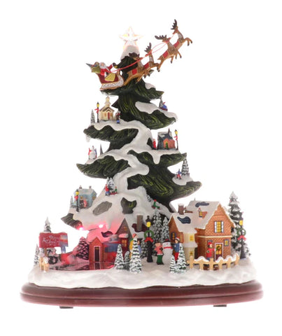 Musical LED Light Up Electric Santa Christmas Tree Village Xmas Animated Decor Ornament