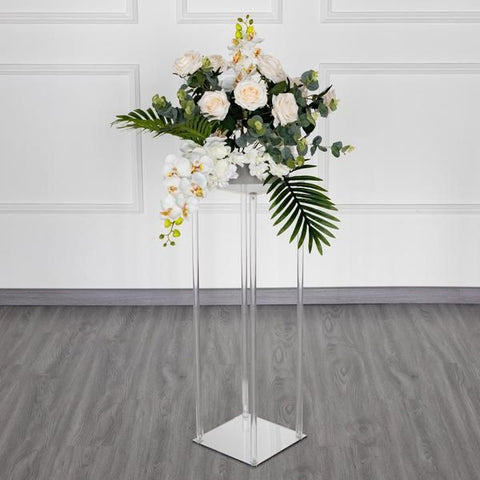 Clear Acrylic 100cm Wedding Centrepiece Flower Table Display Plinth Stand wedding party events table venue decor flower arrangement square plinths