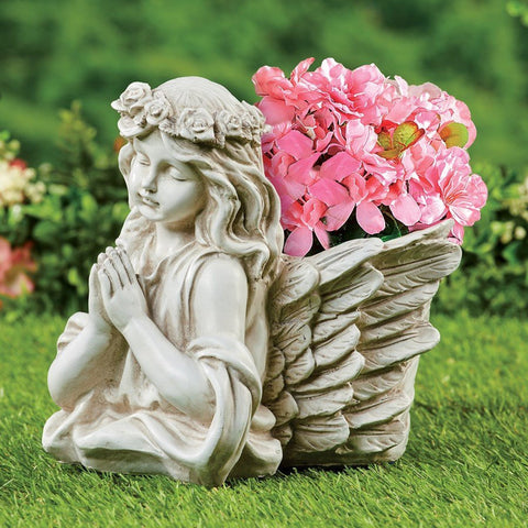 Angel Praying Flower Planter Pot Statue Polyresin Outdoor Garden Yard Decor