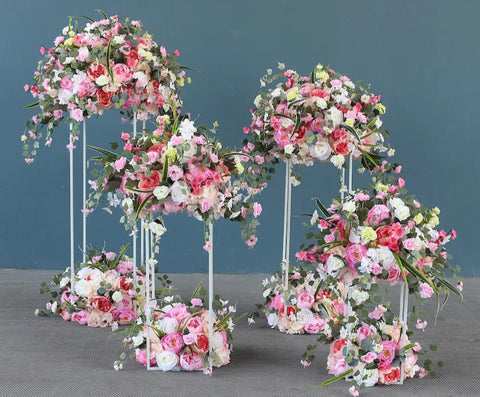 Set of 4 White Wedding Metal Cake/Flower Display Stands