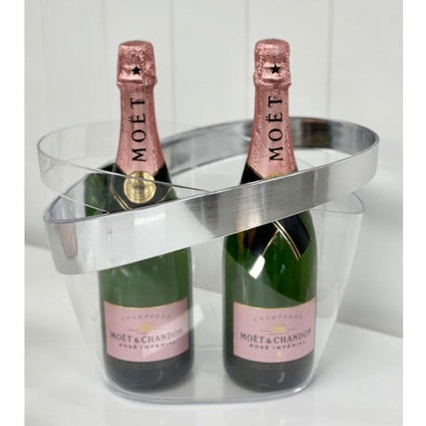 Acrylic Champagne Ice Bucket with Silver Rim