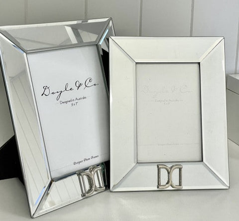 Set of 2 Elegant Silver Buckle deluxe Photo Frames Metal frames Doyle & Co 4x6 5x7 gift home decor luxe deco gift hamptons mirror finish