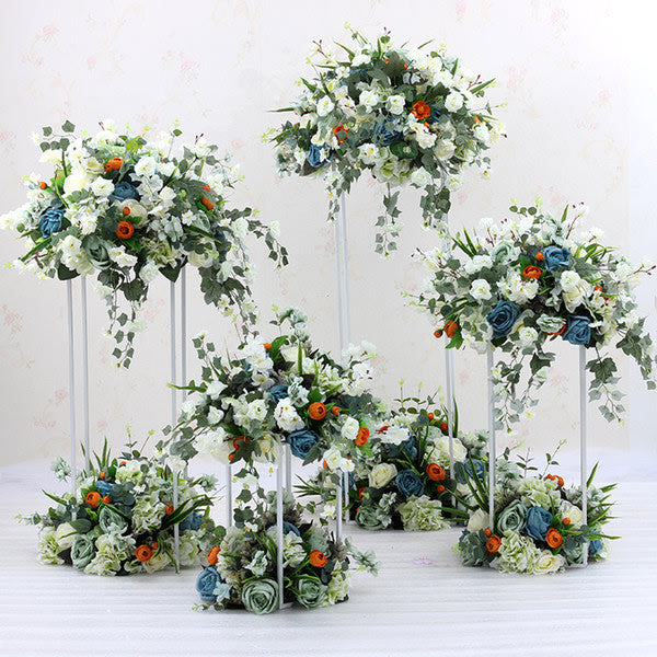 Set 4 White Metal Flower Centrepiece Display Stands