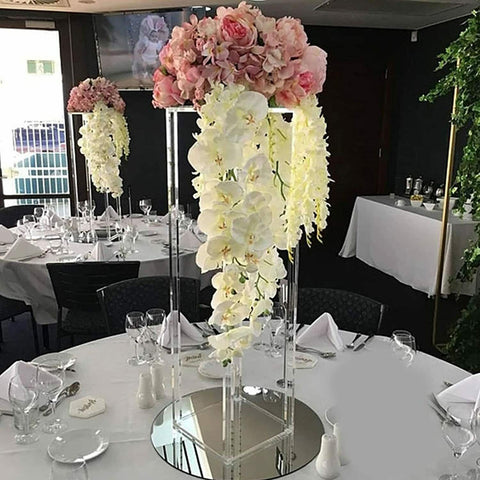 Clear Acrylic 80cm Wedding Centrepiece Flower Table Display Plinth Stand wedding party events table venue decor flower arrangement square plinths