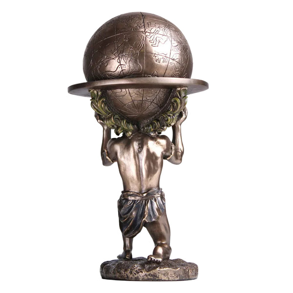 Veronese Bronze Atlas Greek Titan God Holding World Globe Mythology Resin Statue Figurine