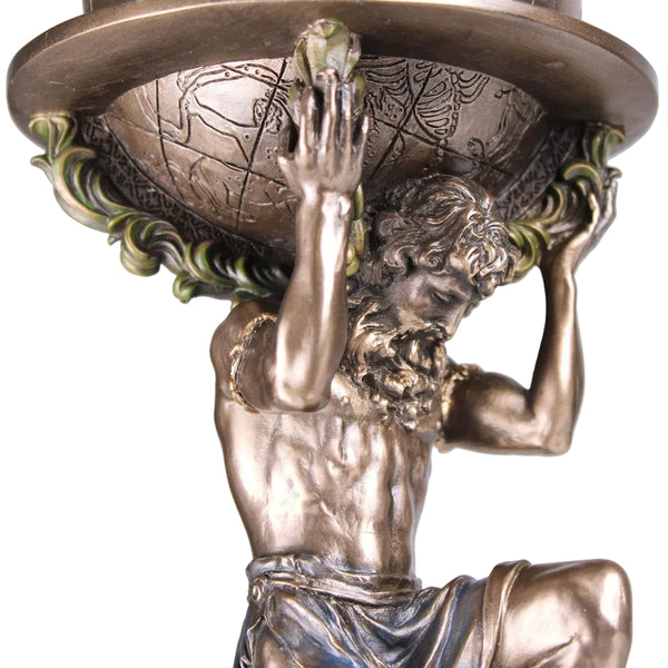 Veronese Bronze Atlas Greek Titan God Holding World Globe Mythology Resin Statue Figurine