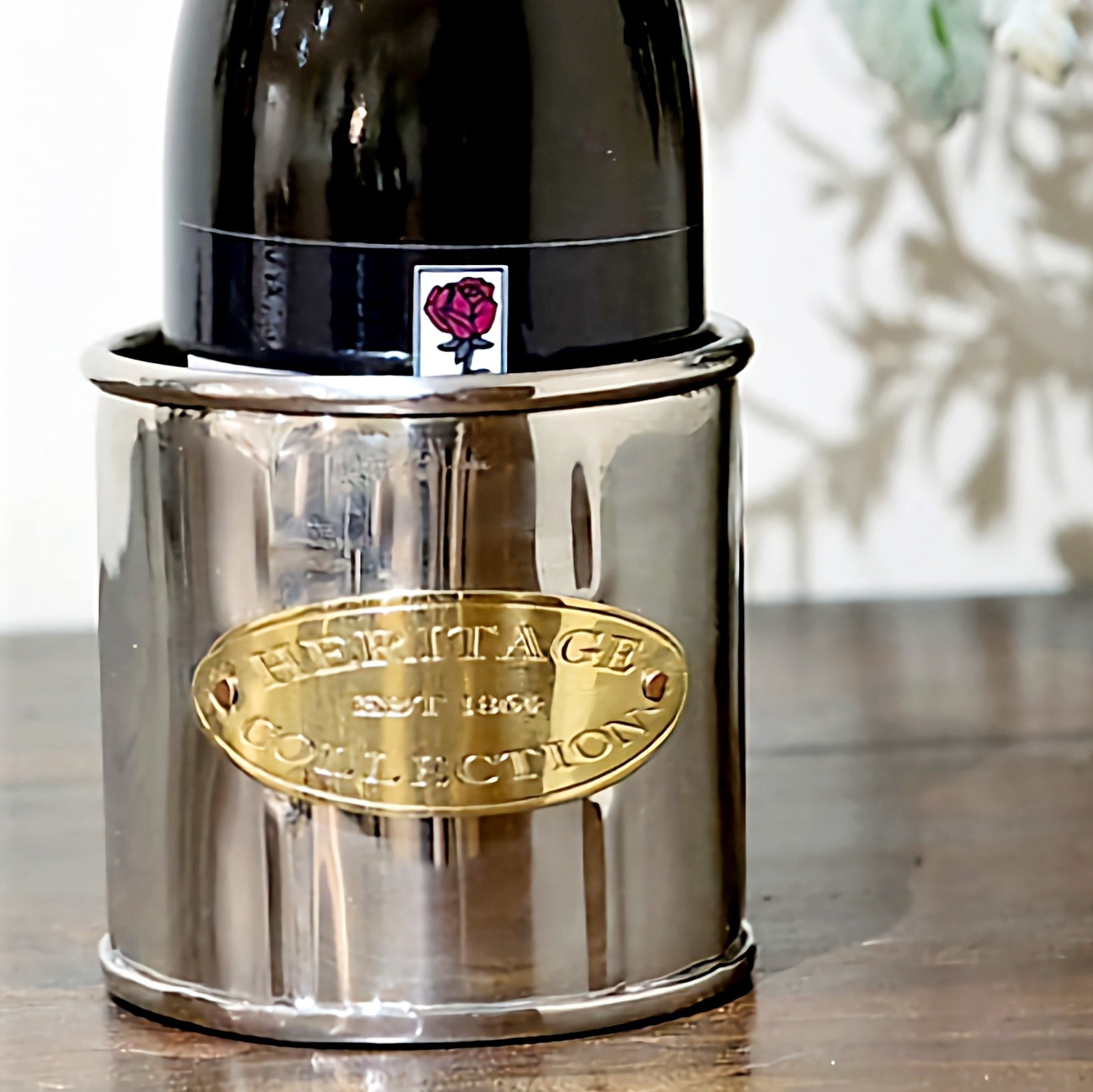 Silver Polished Heritage Collection Single Bottle Wine Holder