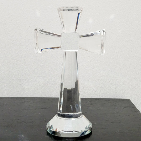 Clear Crystal Cut Glass Standing Religious Cross