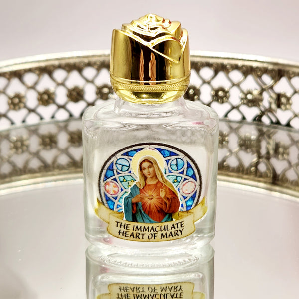 Catholic Christian Sacred Heart Mother Mary Empty Glass Holy Water Bottle with Ball Lid