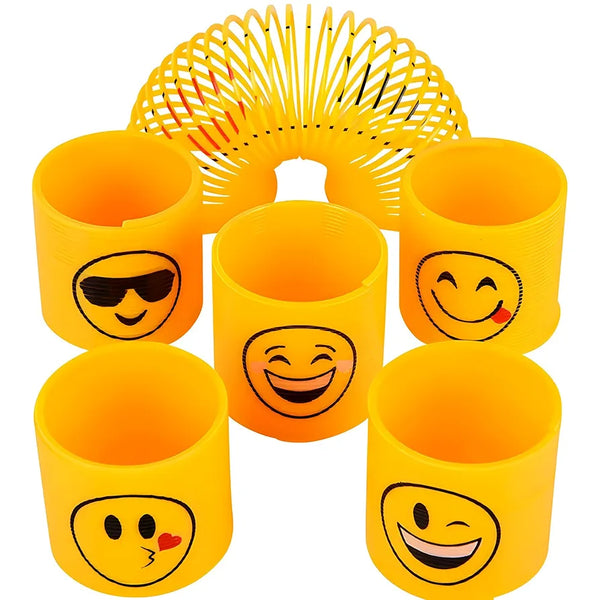 Set 12 Mini Yellow Smiley Face Slinky Springs Party Favours Loot Bag Fillers