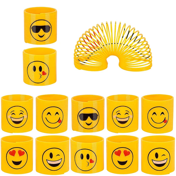 Set 12 Mini Yellow Smiley Face Slinky Springs Party Favours Loot Bag Fillers